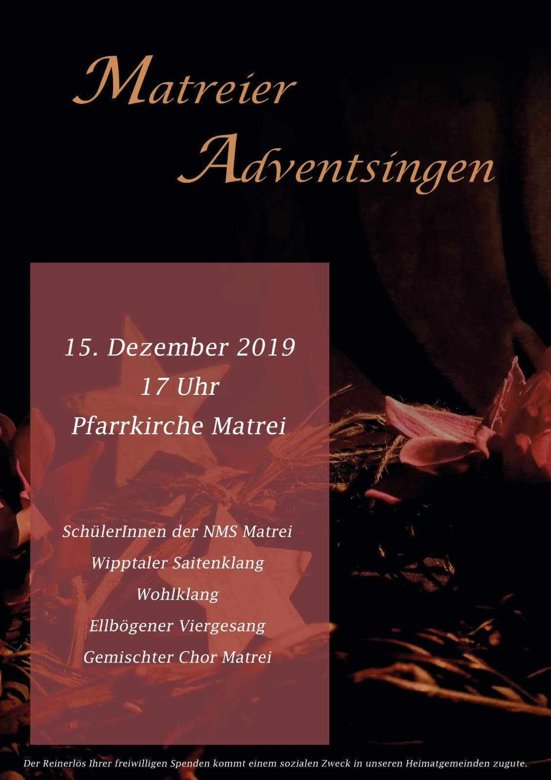 2019 Matreier Adventsingen Plakat